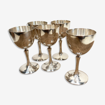 Set of 5 silver metal egccups