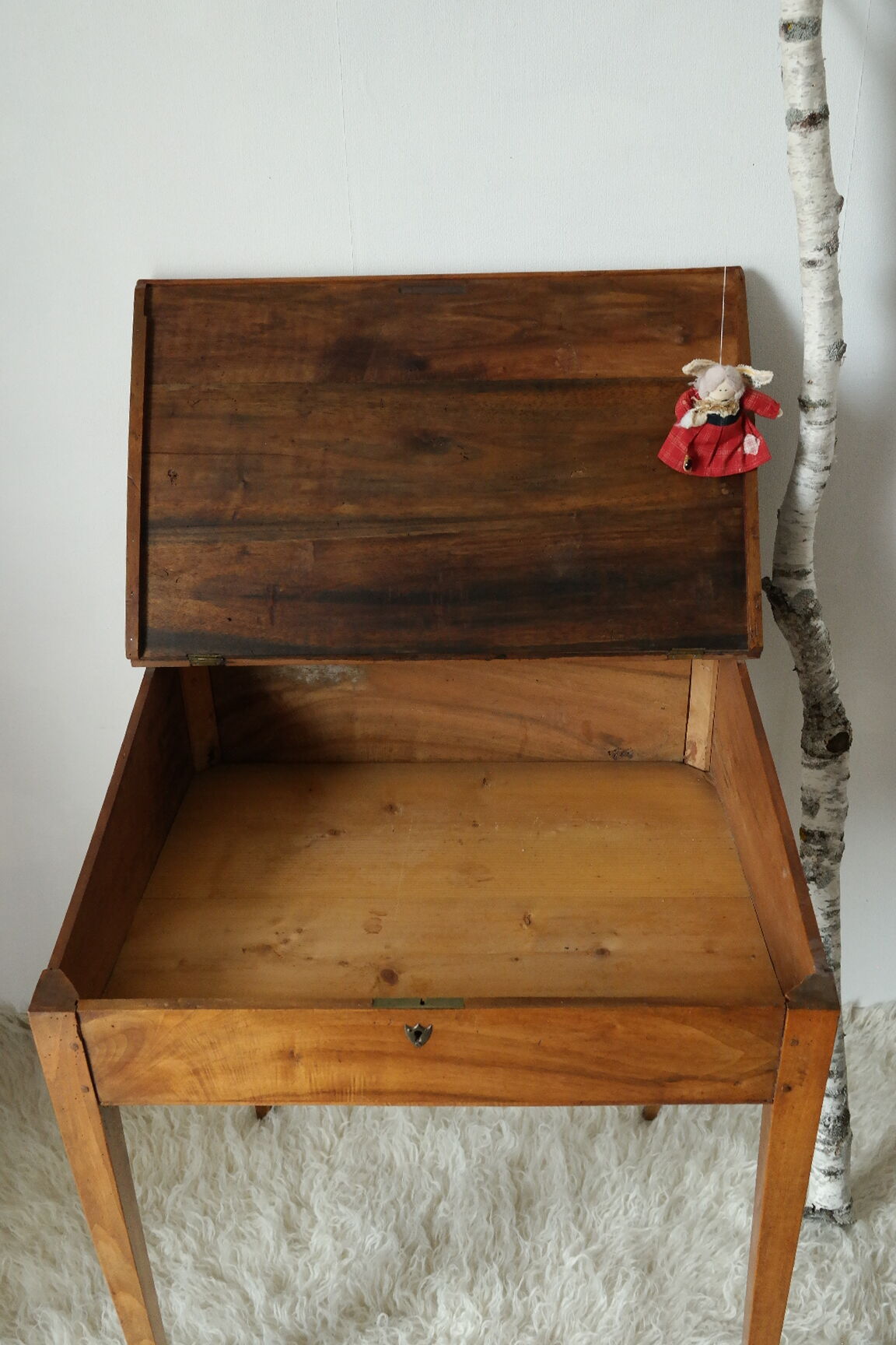 Old schoolboy walnut desk