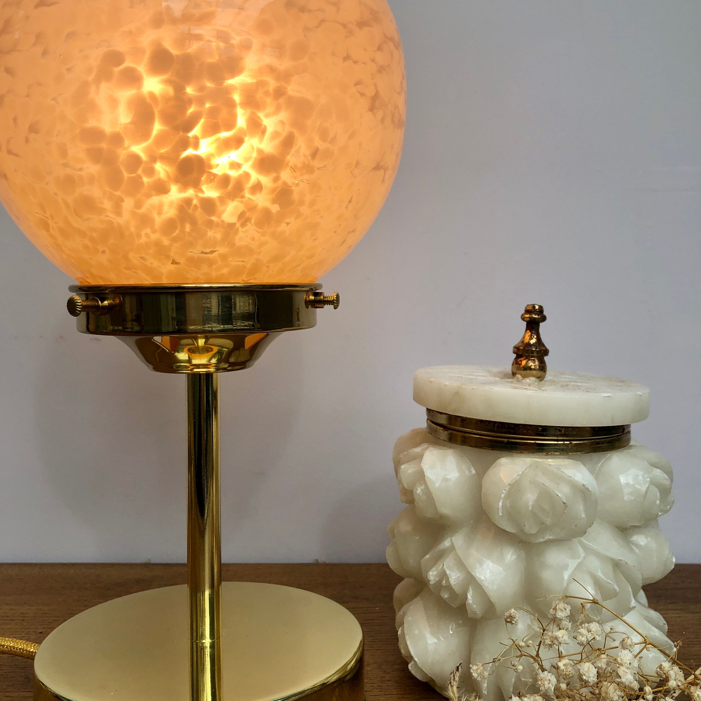 Clichy Rose vintage glass globe lamp
