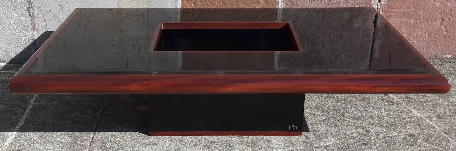 Signed coffee table (Jean Claude Mahey, 70s)