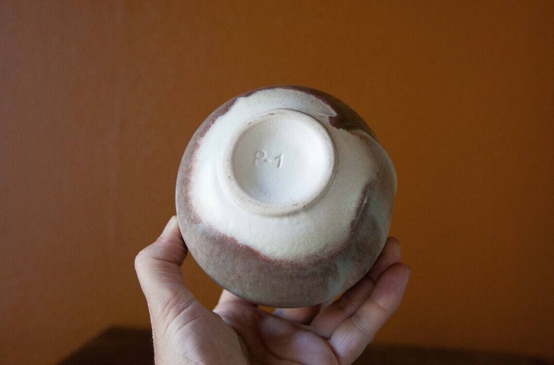 Small vintage ball vase, ceramic vase, interior decoration, pottery