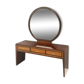 Ebonized Walnut and Birch Vanity Table / Console with Mirror ascr. to Buffa