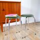 Paire de tabourets en chrome et skaï vert bouteille, Made in France, Modèle Déposé, 1970