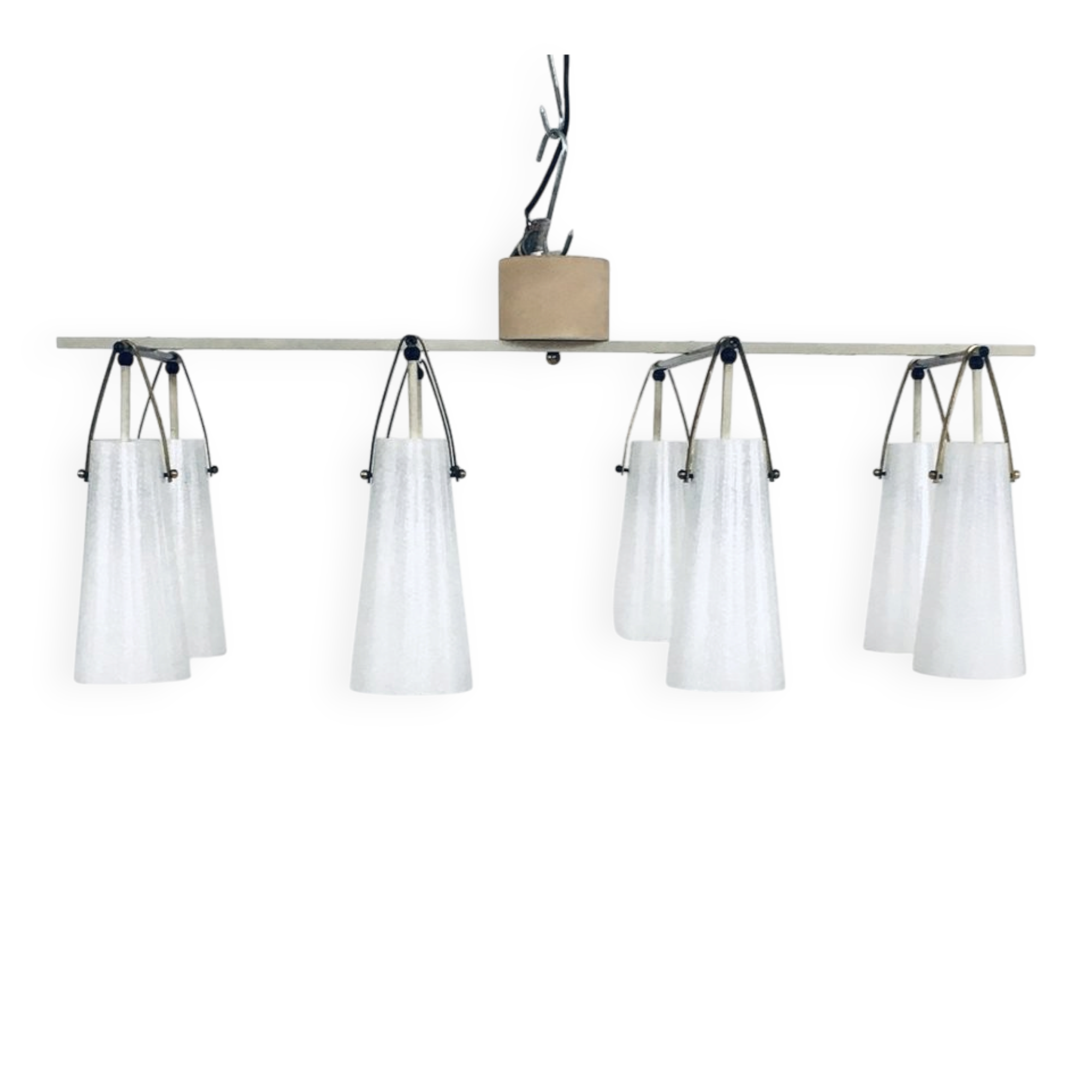 Italian glass and brass chandelier, Italy, 1950s