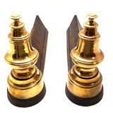 Old pair of chenet bronze and cast deco fireplace