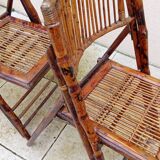 Pair of vintage bamboo folding chairs