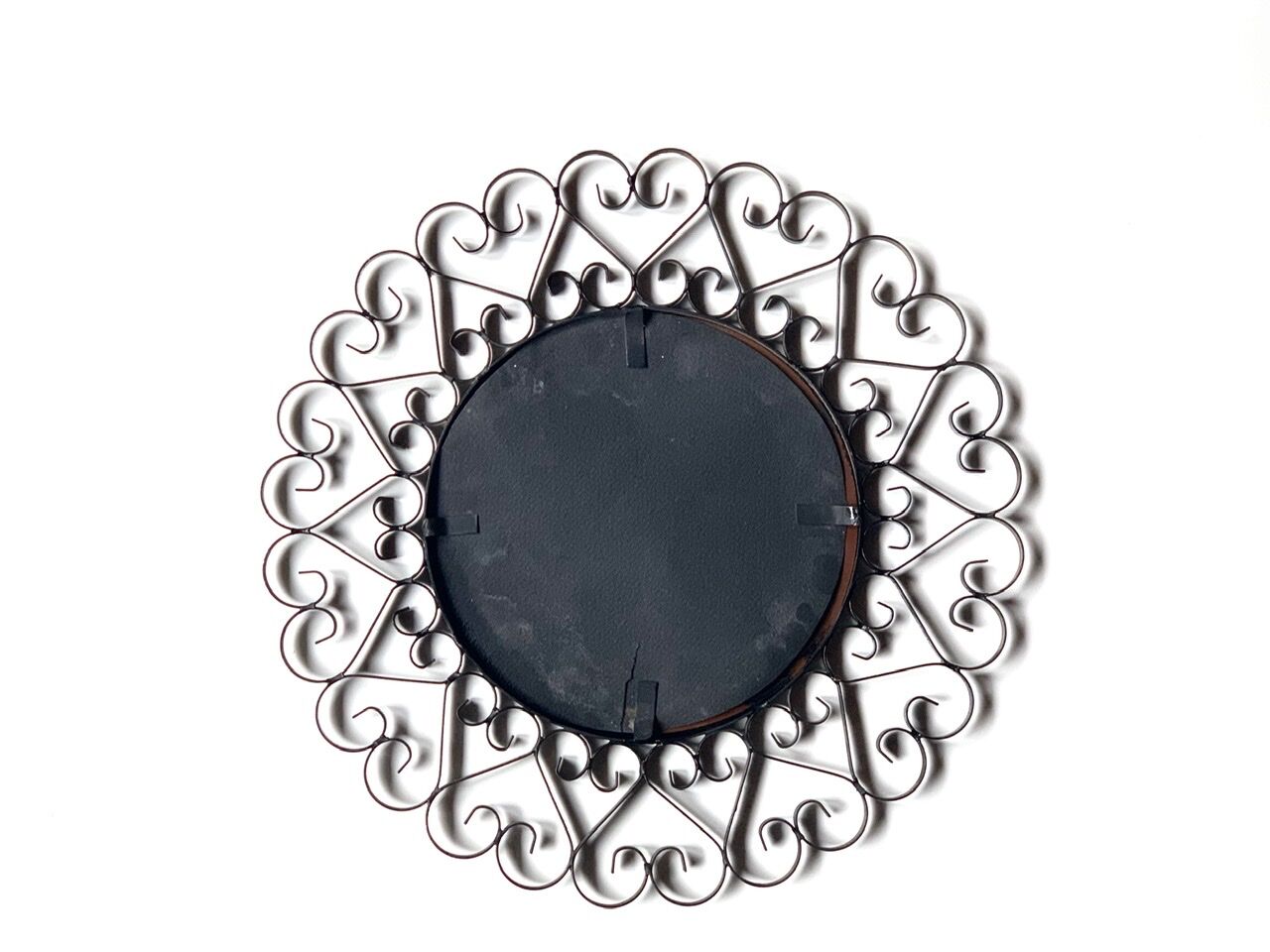 Black metal round mirror, 1960s - 28cm