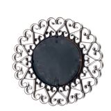 Black metal round mirror, 1960s - 28cm