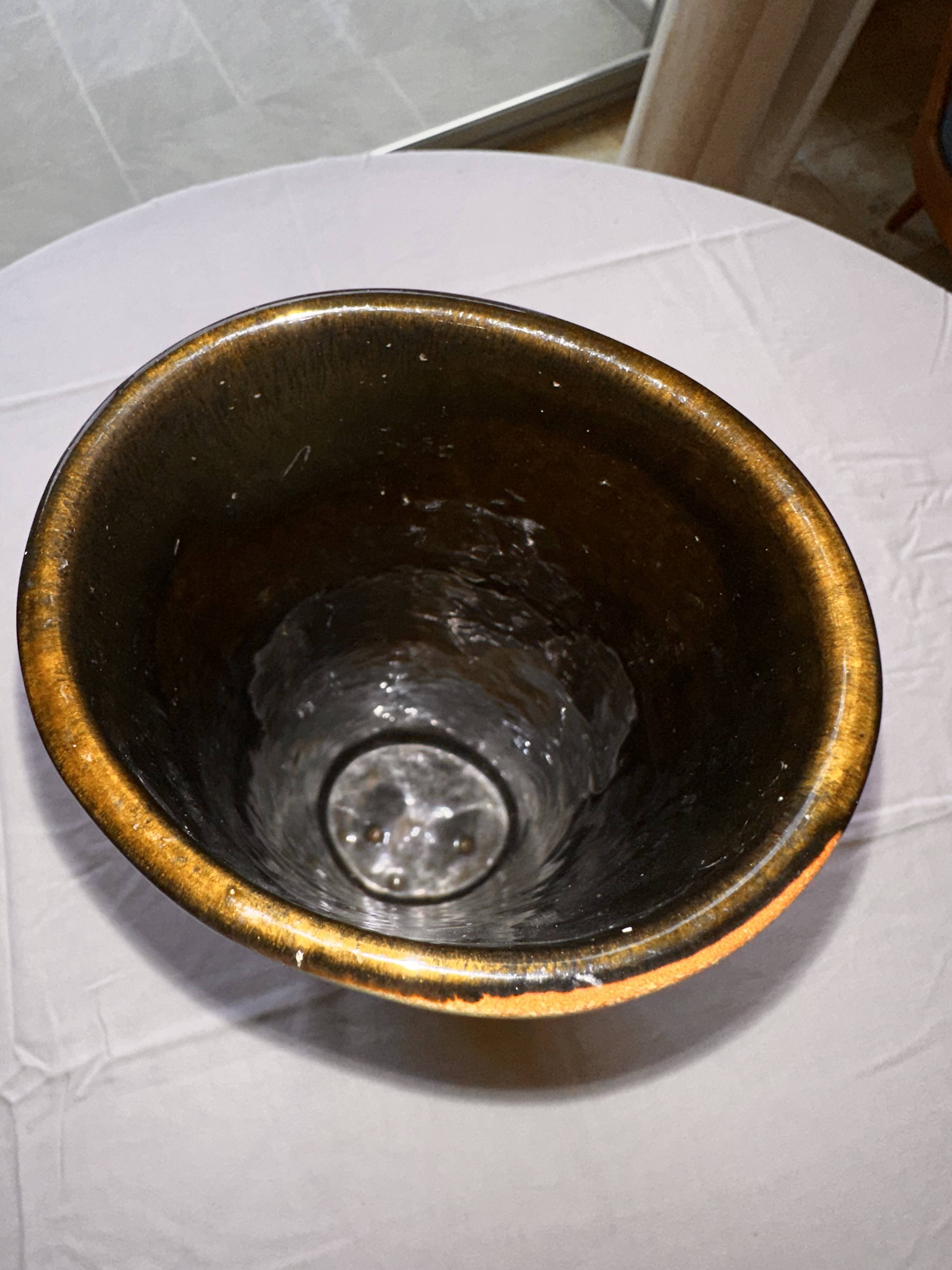 Large tubular ceramic vase Jean Varoqueaux for Périgord pottery