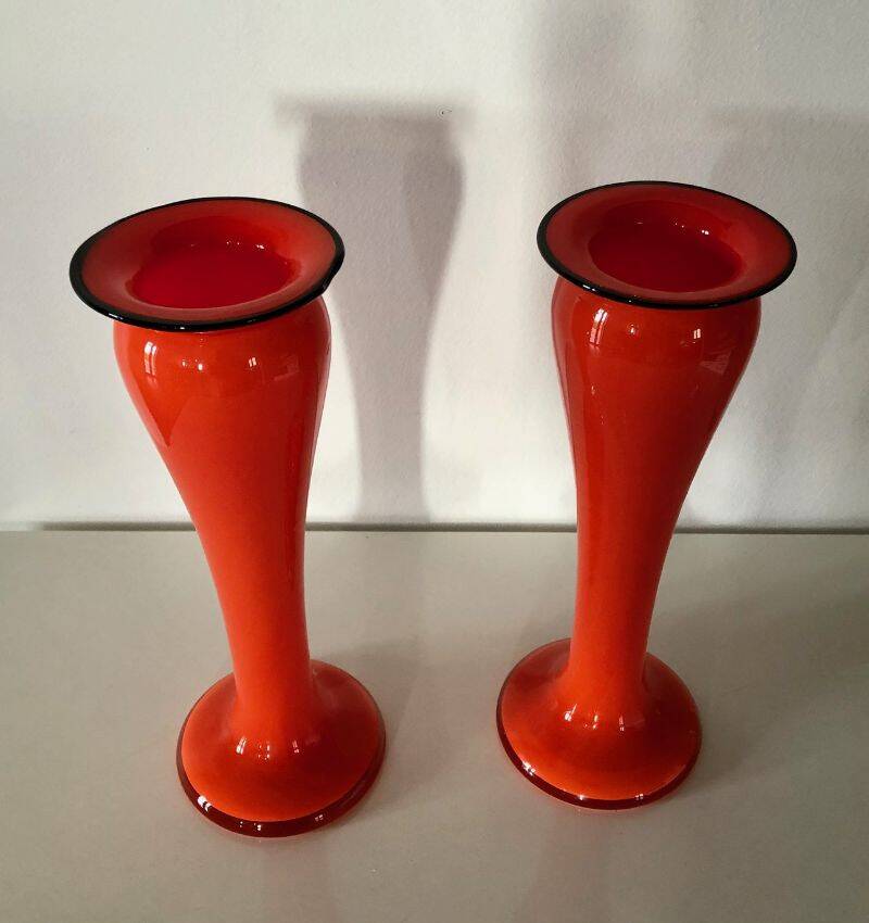 Pair of narrow-necked (or tulip-shaped) vases, 1970s