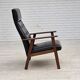 1970s, Danish armchair, black artificial leather, teak wood.