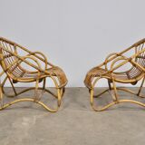 1960s pair of rattan armchairs