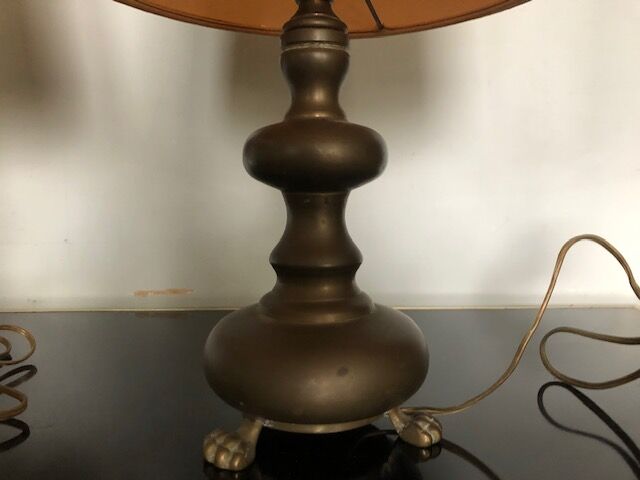 Pair of "lion's legs" lamps in brushed bronze vintage
