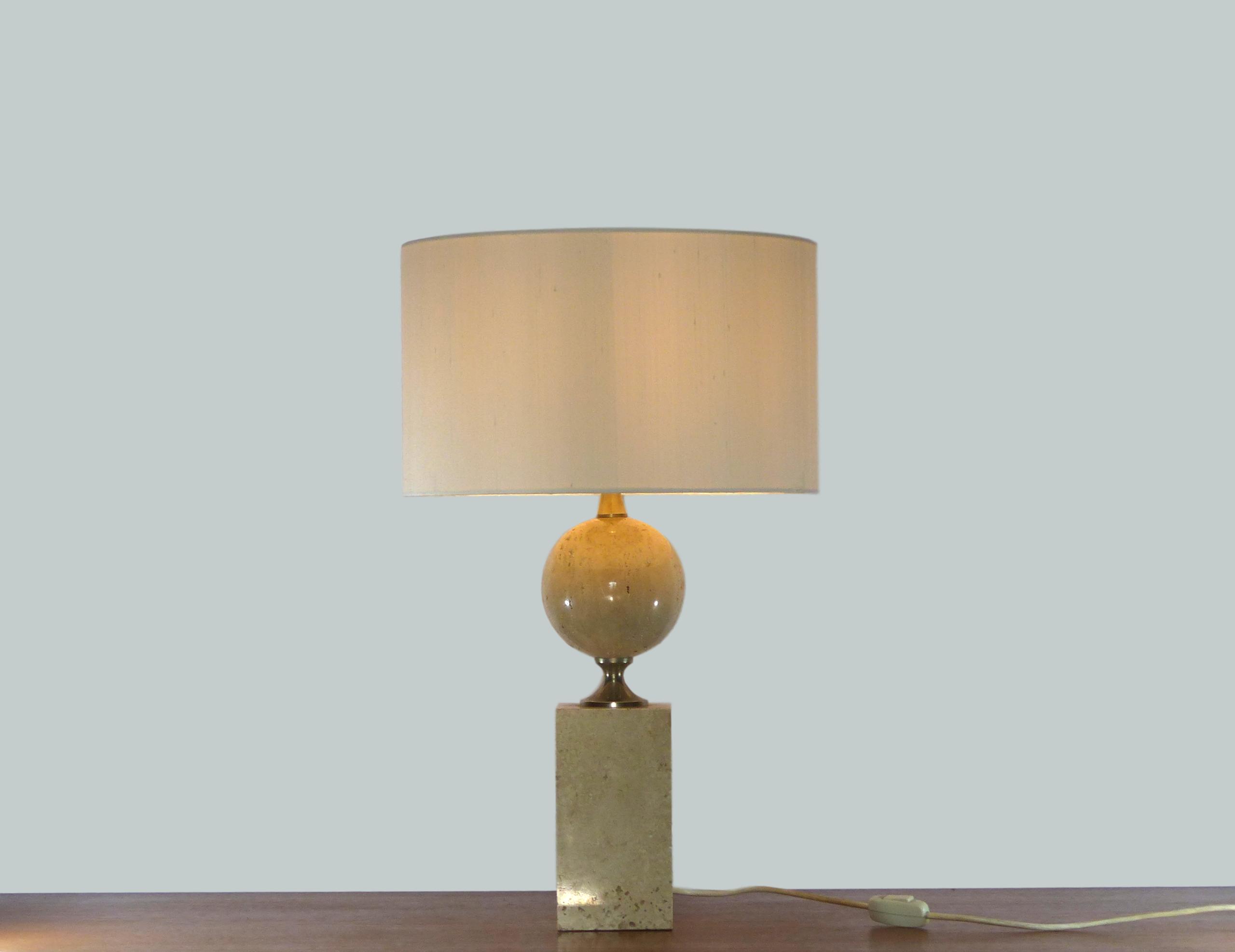Barbier Philippe lamp in travertine 1970