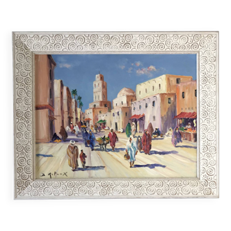 Bruno RETAUX "City in Morocco" Oil on panel signed
