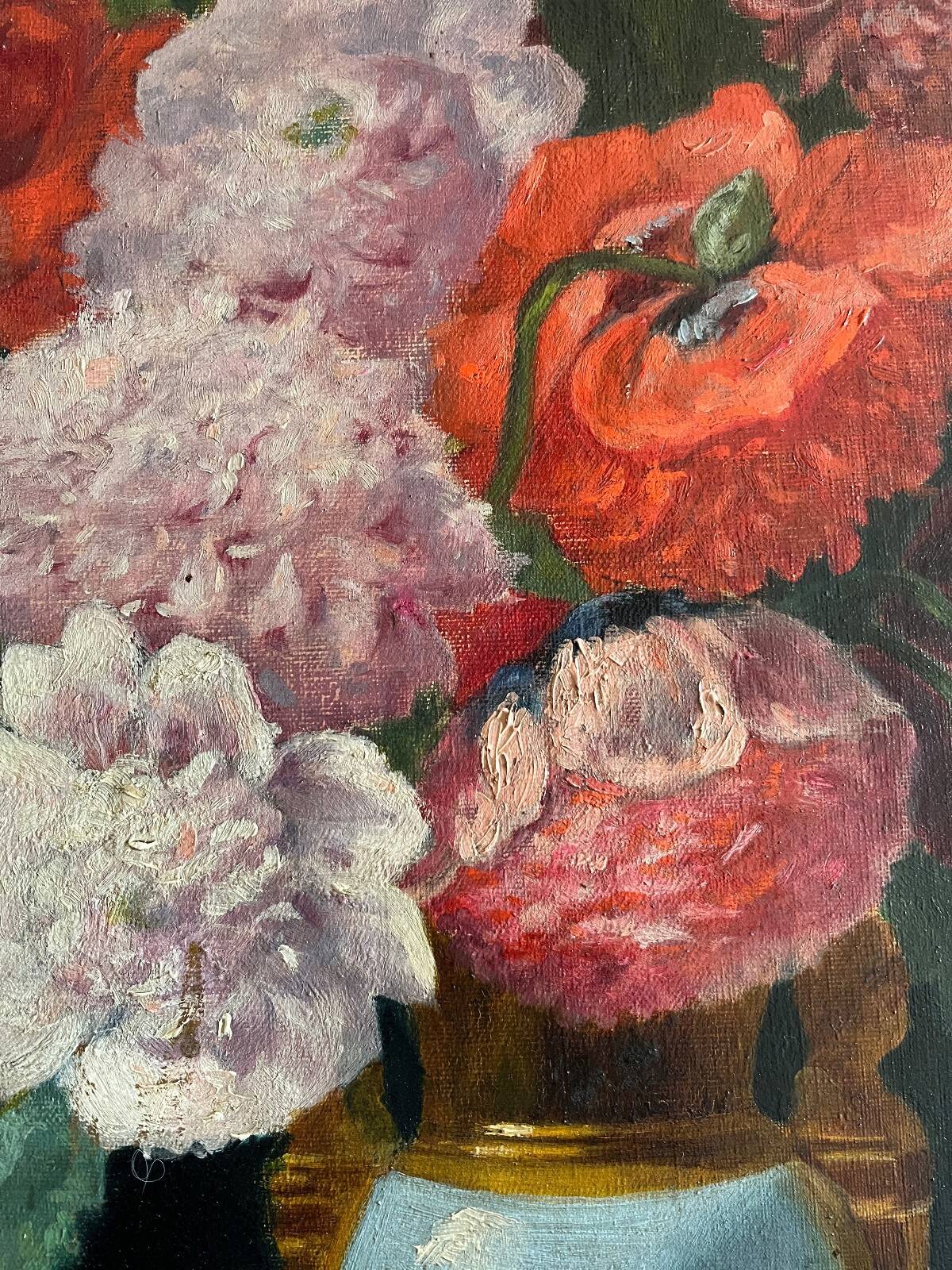 Table HST "Bouquet of flowers on a console" signed late 19th century