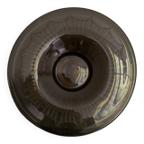 Old Verrex smoked glass fruit bowl, with a radius decoration cut into the glass