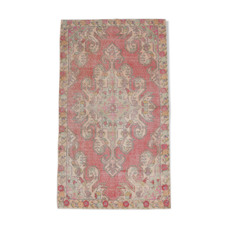 4x7 faded red turkish vintage rug 223x127cm