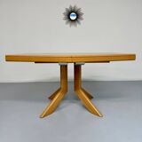 Antique octagonal solid wood extendable table, Girsberger design
