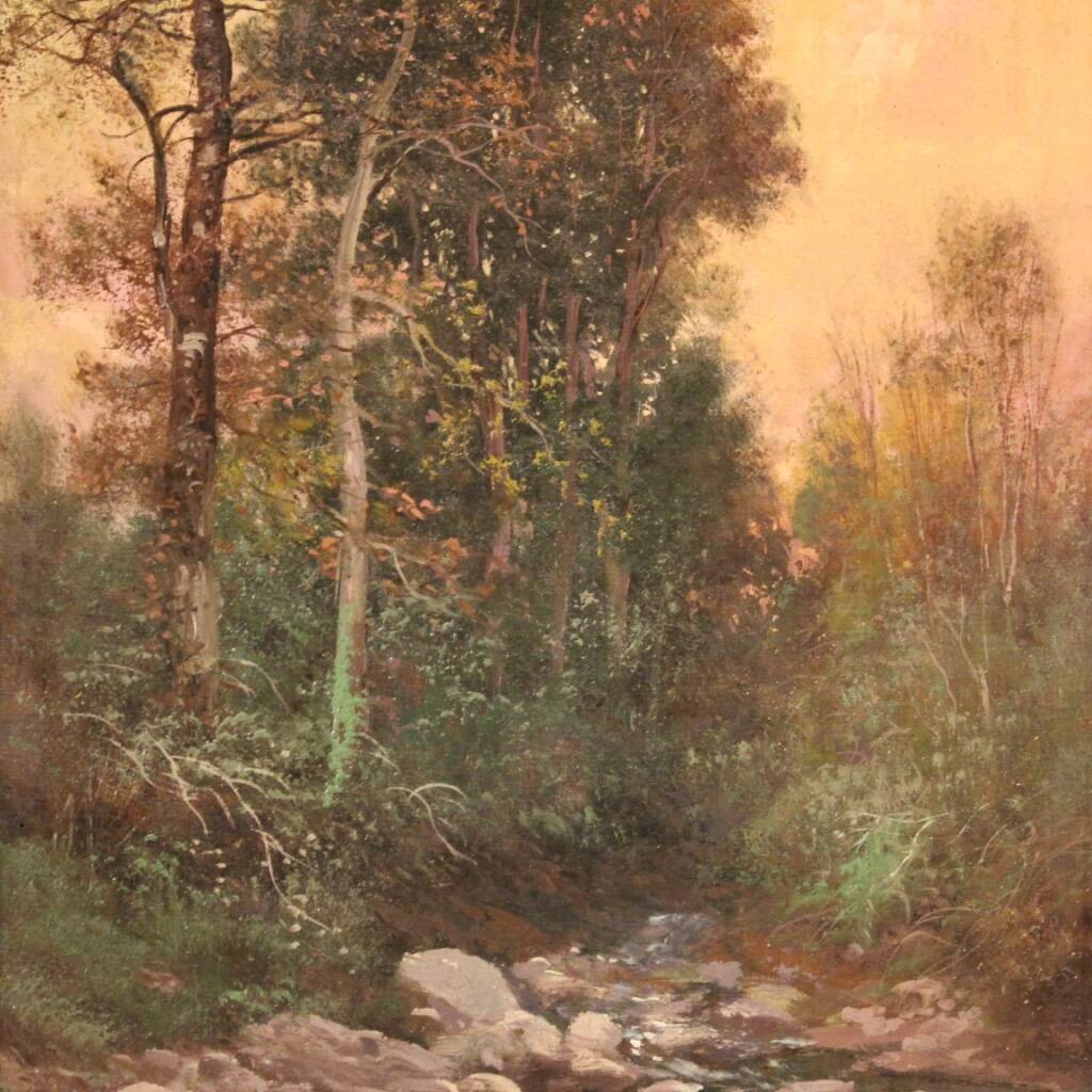 Signed painting landscape in impressionist style from the 19th century