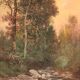 Tableau signé paysage de style impressionniste du 19ème siècle