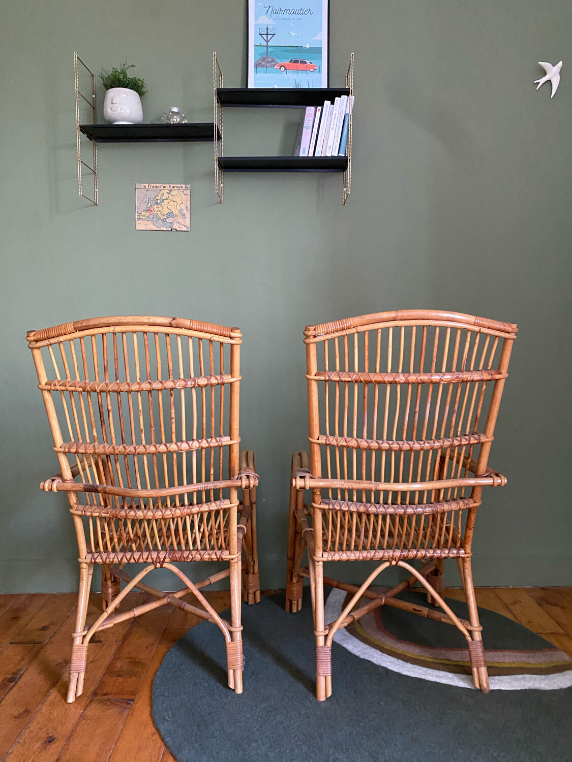 Pair of rattan armchairs