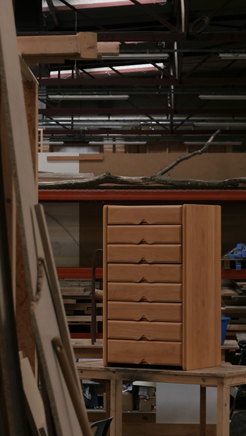 High chest of drawers in solid elm from Maison Seltz