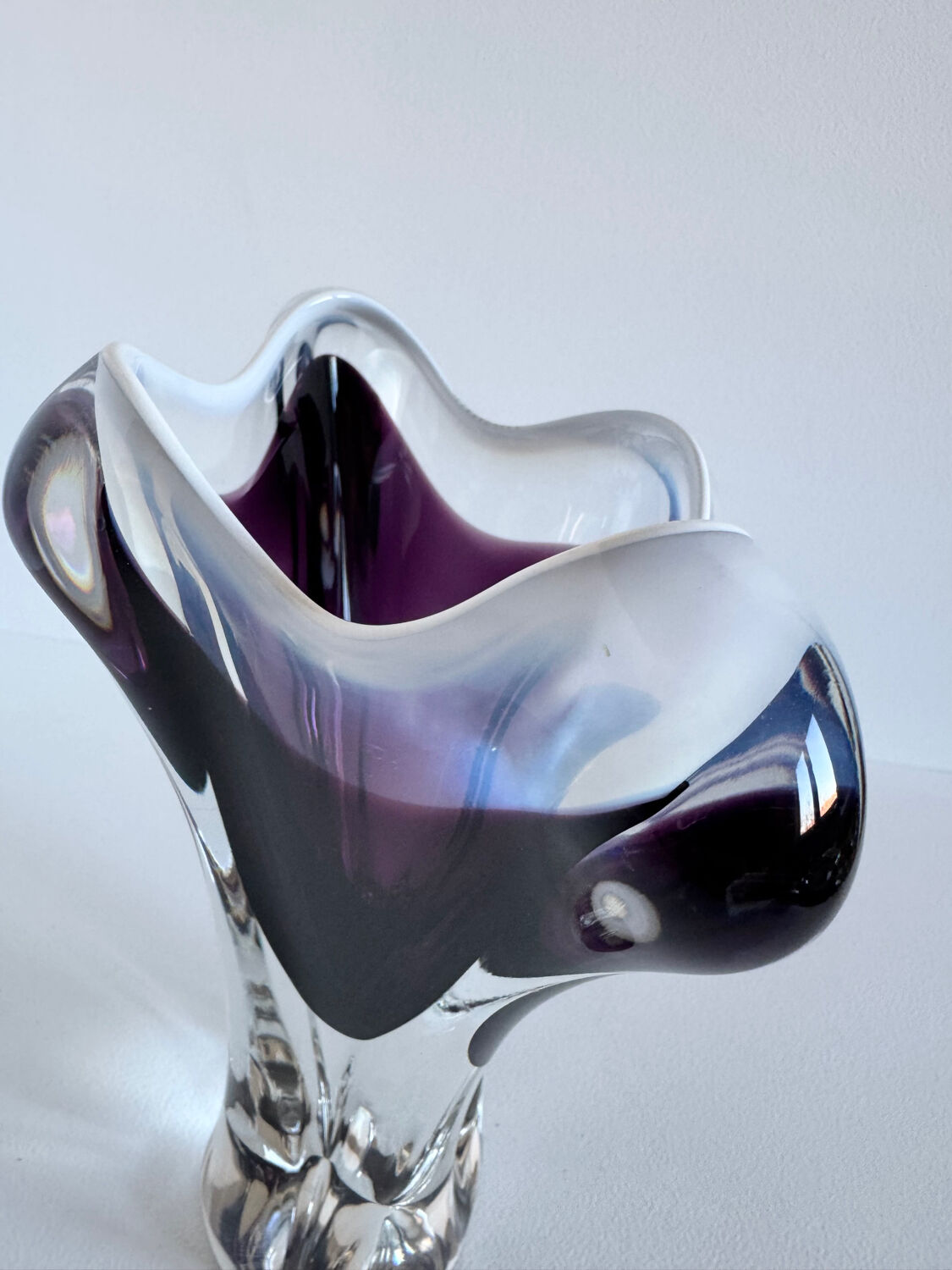 Vintage Mid Century Modern Handmade Murano Italy Glass Vase