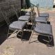 6 wrought iron chairs with fabric seats