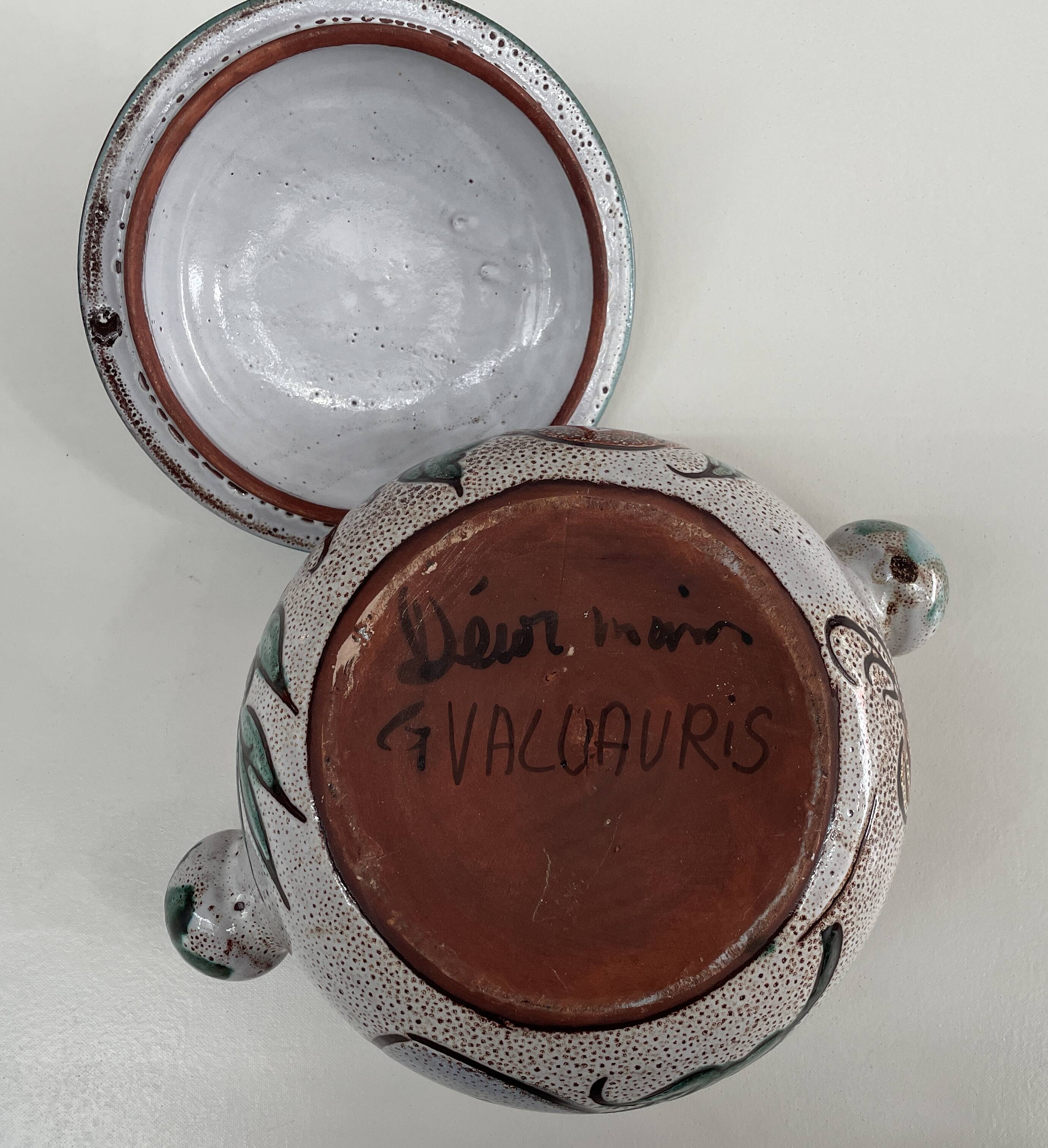 Large glazed and coloured ceramic soup tureen - Vallauris