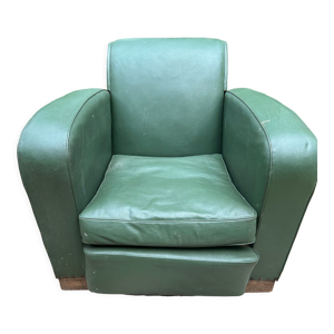 Fauteuil club art déco skaï vert