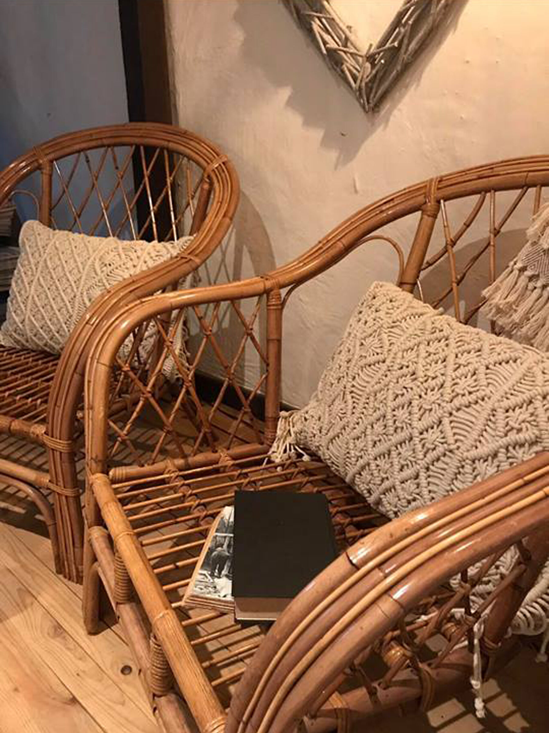Pair of rattan armchairs