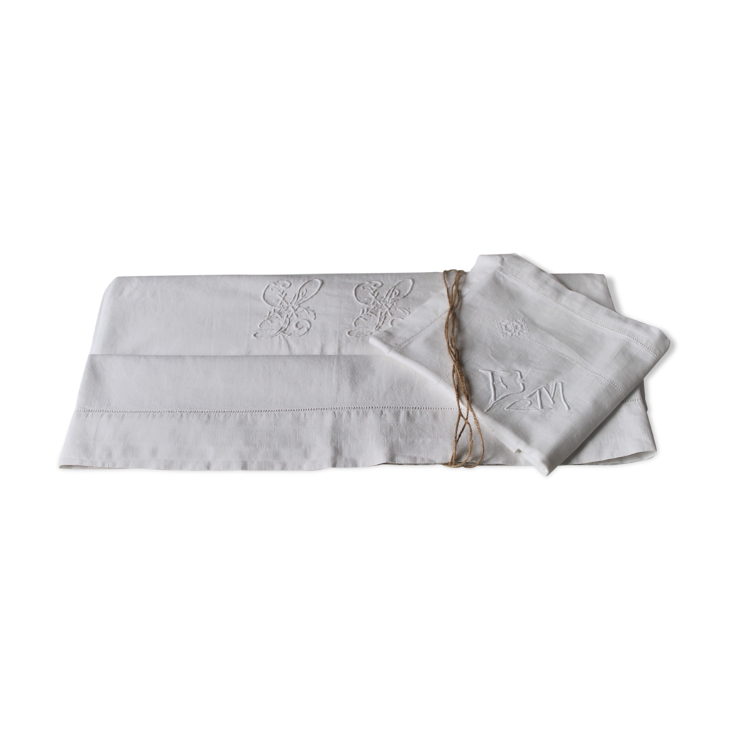 Drap plat ancien d'occasion - Linge de maison