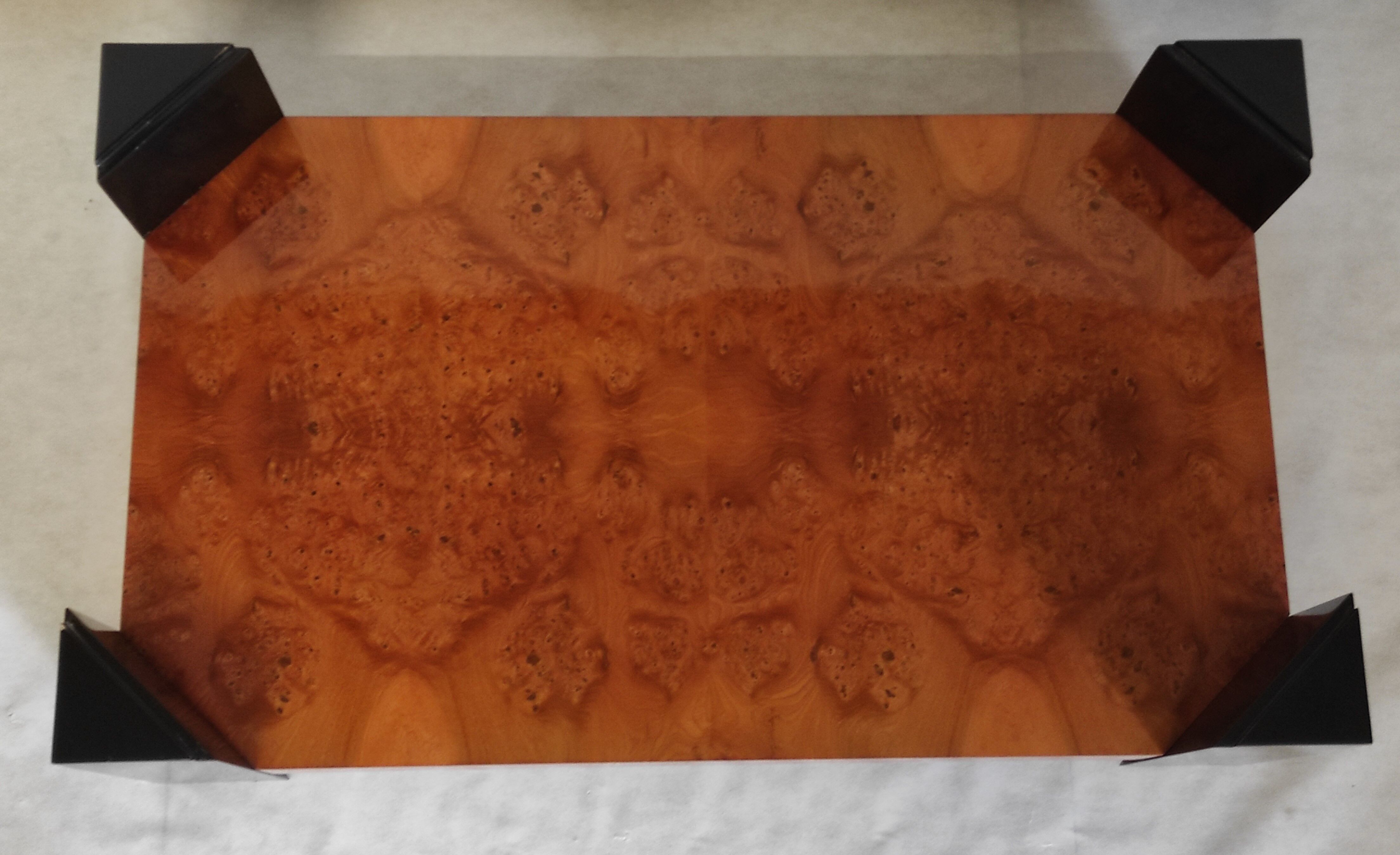 Elm magnifying glass low table circa 1980