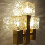 Vintage wall lamp Kalmar Austria, brass glass, 60s