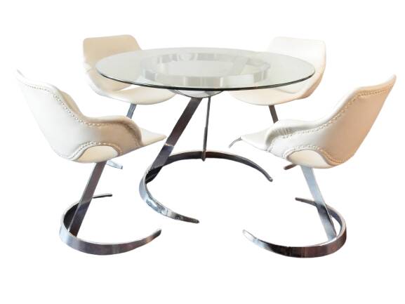 Dining set by Euro International steel Belgique 1970's