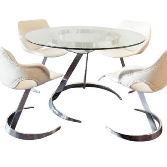 Dining set by Euro International steel Belgique 1970's