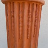 Antique fluted terracotta pedestal column