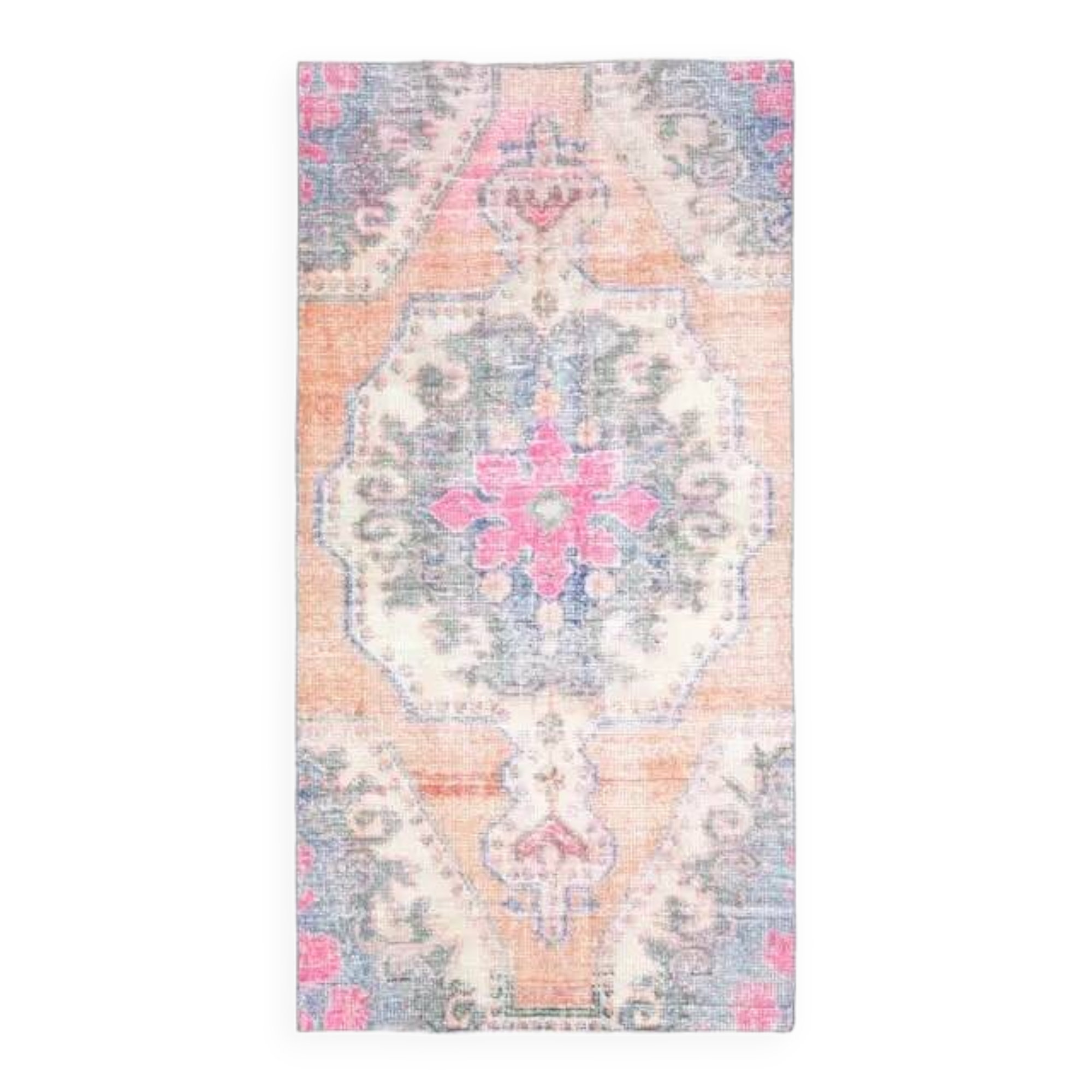 Vintage Turkish Oushak Handmade Wool Cotton Orange Area Rug 99x192
