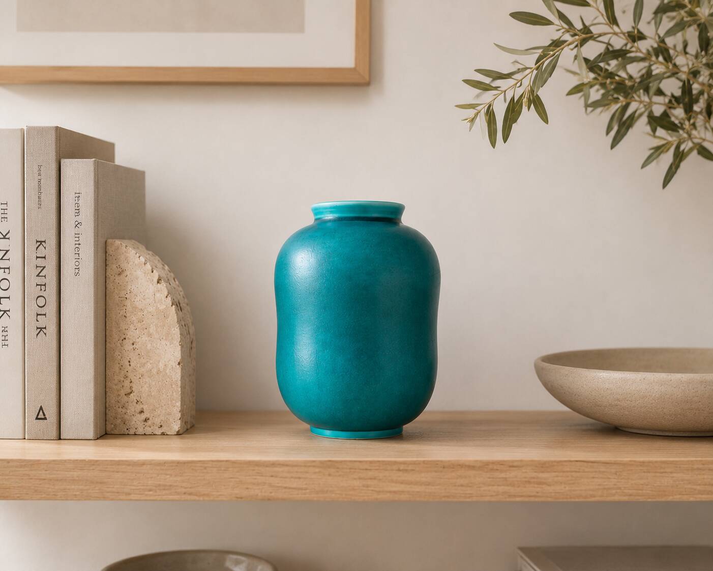 Wilhelm Kåge vase for Gustavsberg, turquoise glaze, hand-turned, Sweden
