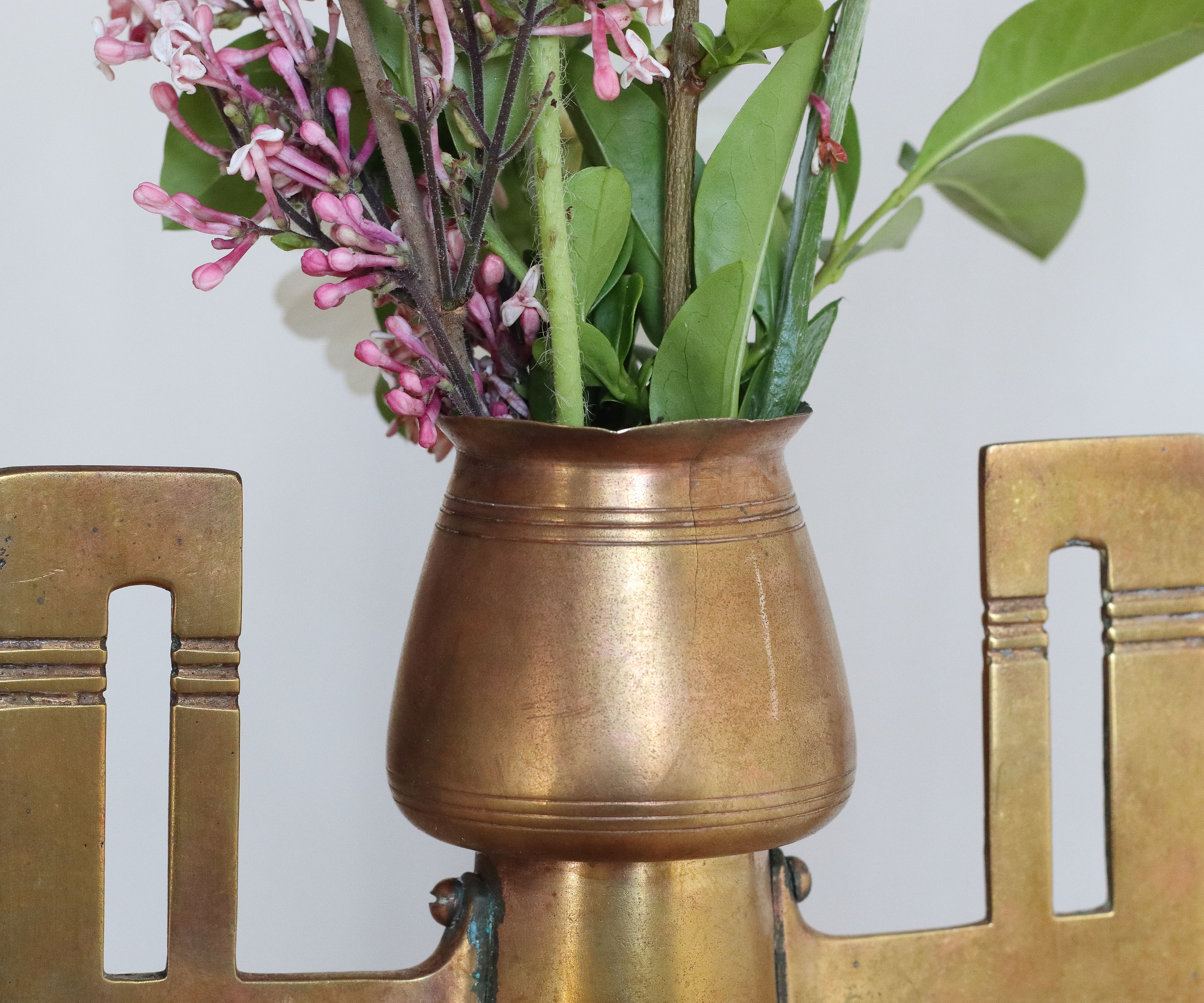 Pair of art nouveau copper and brass vases by Gustave Serrurier-Bovy