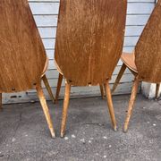 (Lot) 5 vintage wooden chairs attributed to Baumann (to be restored)