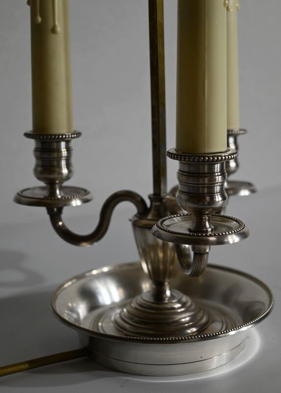 White metal bouillotte lamp, empire style – early twentieth century