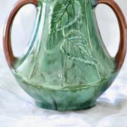 Antique 19th century Art Nouveau slip vase with pansy flowers