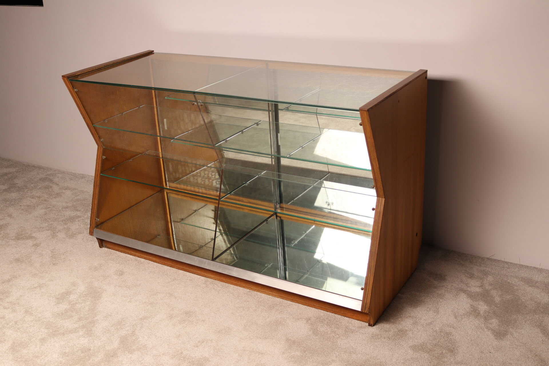 Vintage diamond shaped display cabinet - Belgium 1950's