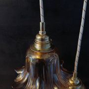 Suspension cascade 2 amber tulip glasses, vintage upcycled