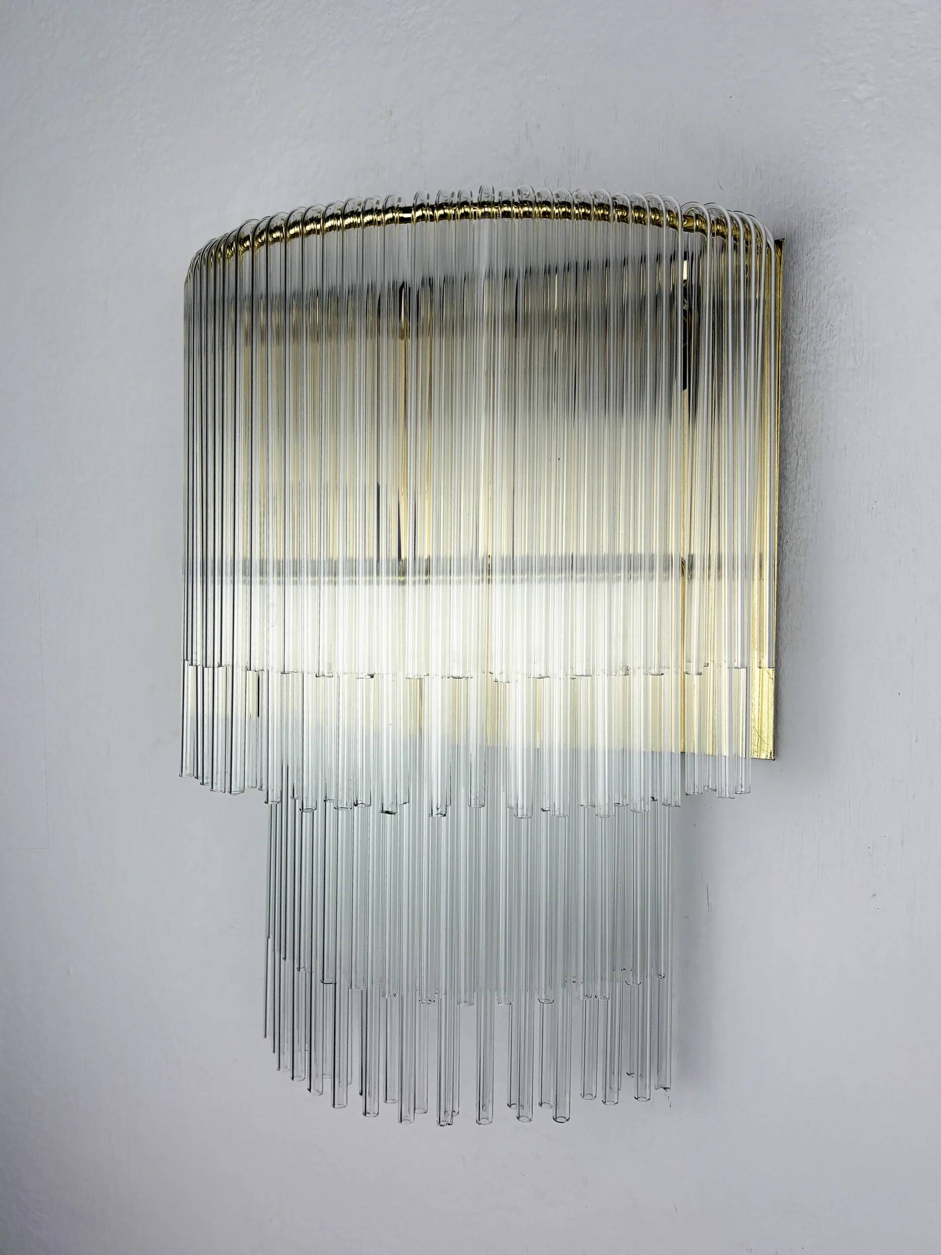 2-tier Venini tubular wall sconce, hand-blown Murano glass, Italy, 1970s
