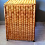 Wicker bedside table or side table from the 1960s.