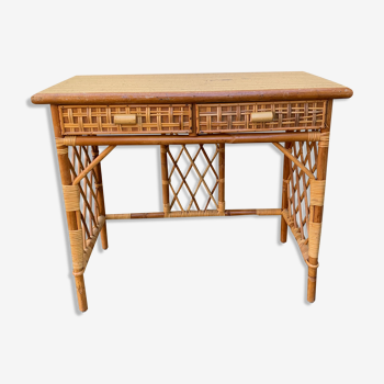 2-drawer rattan desk from the 1970s.