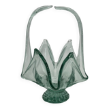 Large empty pocket/vintage fruit basket in blown glass